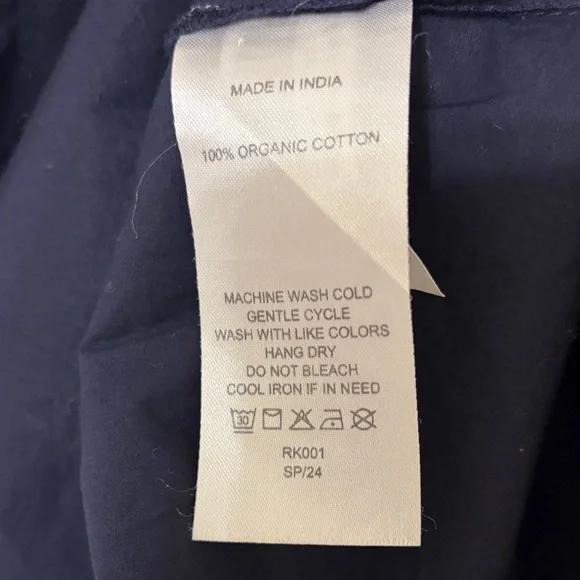 NWT Quince Women's Organic Cotton Poplin Tiered Mini Dress Navy Size Medium - Picture 8 of 13